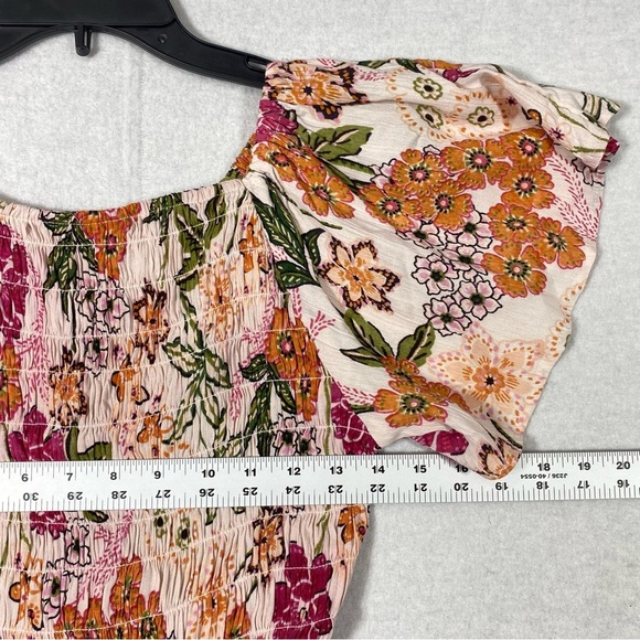 Angie Top Womens XS Boho Floral Peplum Smocked Blouse Flutter Sleeve Cottagecore - Picture 12 of 12